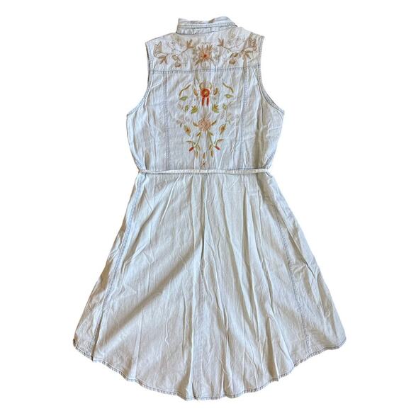 Women’s Nostalgia Western Embroidered Sleeveless Denim Jean Dress Size Large - Picture 2 of 5